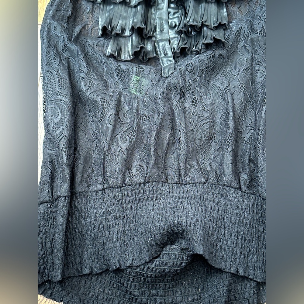 bebe Black Ruffled Halter Top - Picture 3 of 4